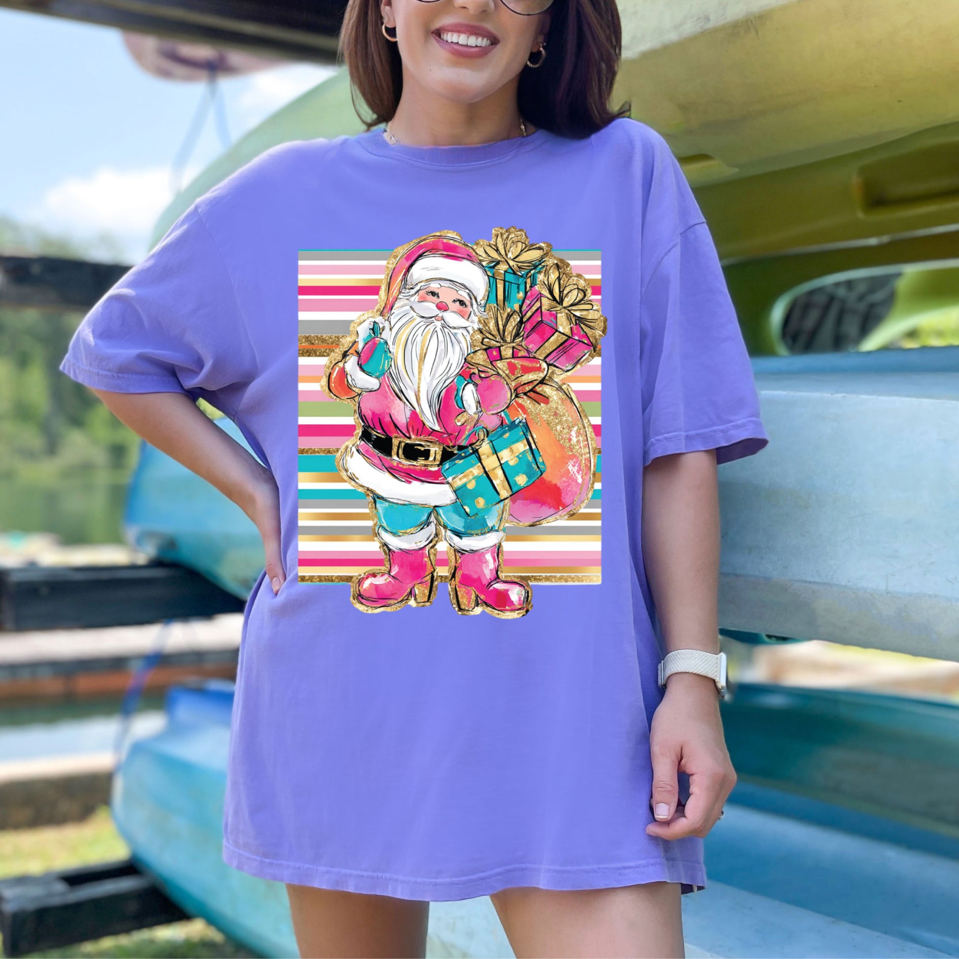 Santa Character Glitter DTF Transfer