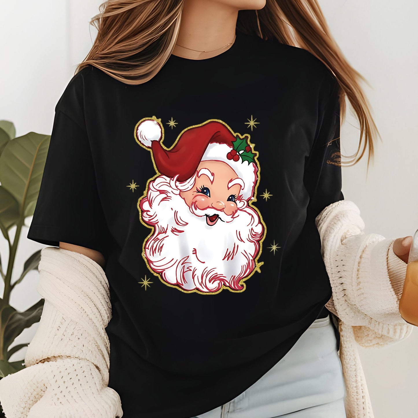 Santa Claus Glitter Christmas DTF Transfer