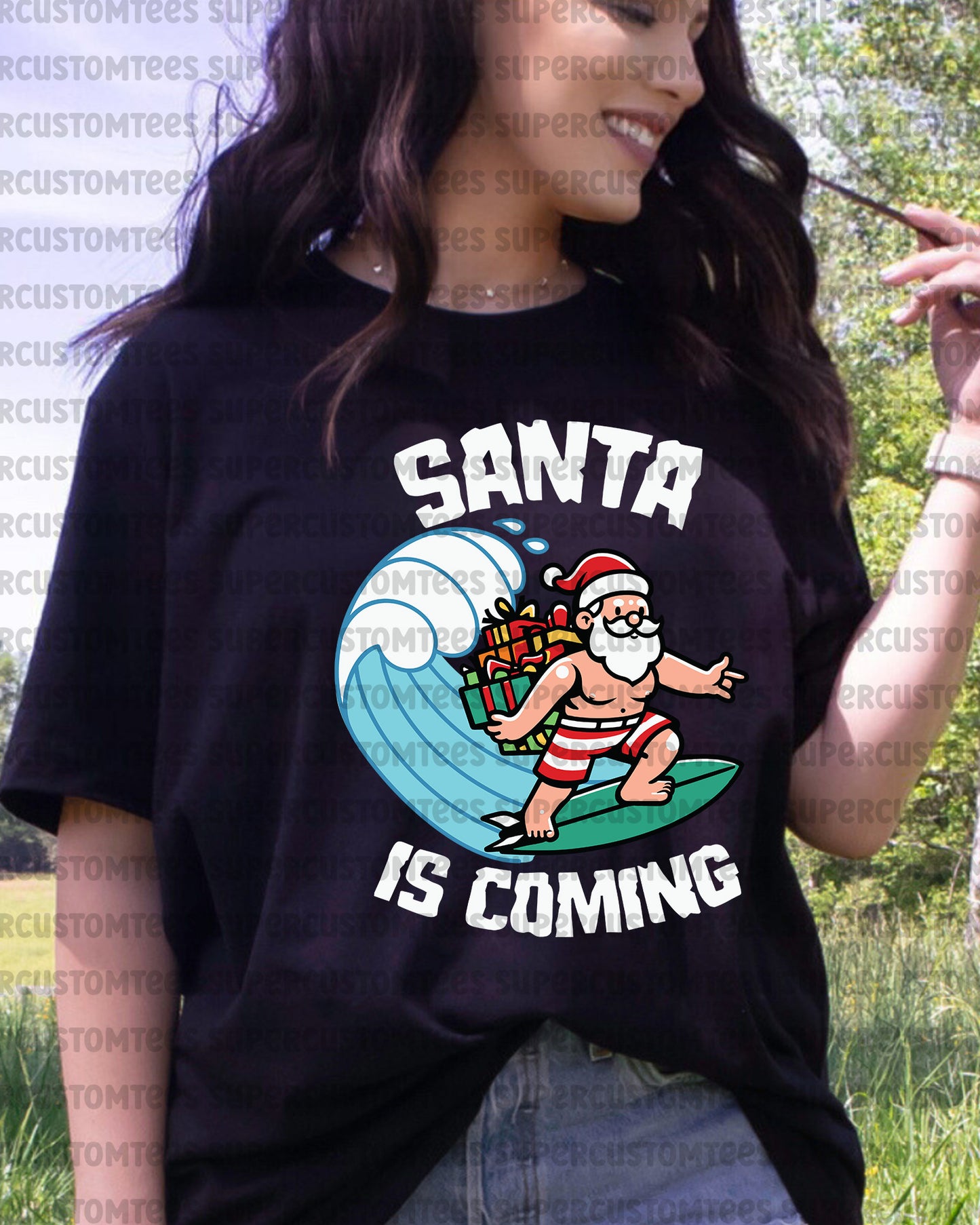 Santa is Coming Xmas July Heat Transfer for Shirts
