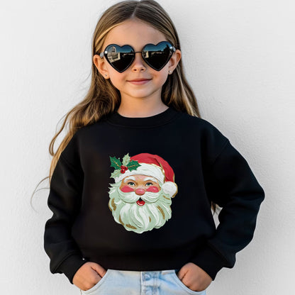 Kids Brushstroke Santa Christmas Sweatshirt Cute Holiday Shirt Toddler Santa Sweater Festive Kids Xmas Top Winter Pullover