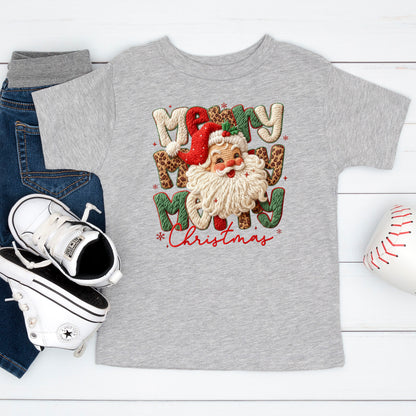 Leopard Merry Christmas Santa Latch Hook Yarn Crochet T Shirts, Santa Christmas Sweatshirt, X-mas Gift Tees