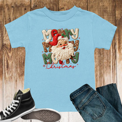 Leopard Merry Christmas Santa Latch Hook Yarn Crochet T Shirts, Santa Christmas Sweatshirt, X-mas Gift Tees