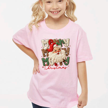 Leopard Merry Christmas Santa Latch Hook Yarn Crochet T Shirts, Santa Christmas Sweatshirt, X-mas Gift Tees