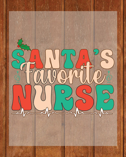 Santa's Favorite Nurse Gift DTF Transfer Film