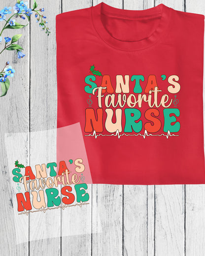 Santa's Favorite Nurse Gift DTF Transfer Film