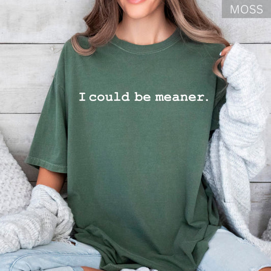 Sarcasm Comfort Colors® Meme Graphic Shirts I Could Be Meaner Sarcastic Funny Humor Tees Trendy Shirt For Woman Men Ladies