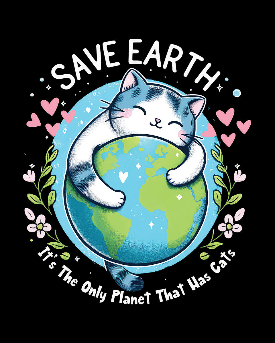 Save Earth Funny Cat DTF Transfer Film