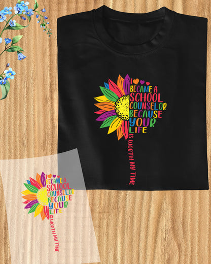School Counselor Sunflower DTF Transfer