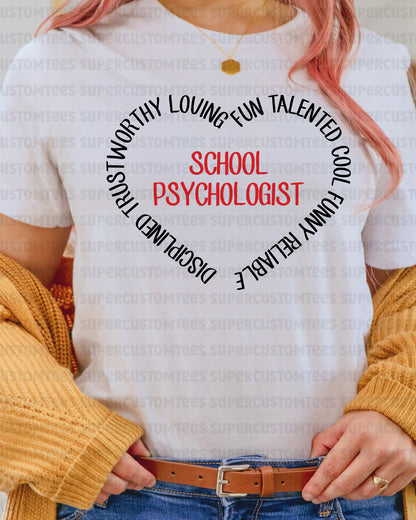 School Psychologist Heart DTF Transfer Ready to Press