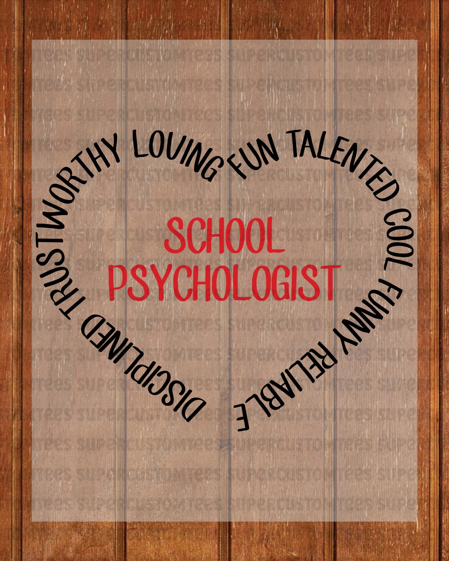 School Psychologist Heart DTF Transfer Ready to Press