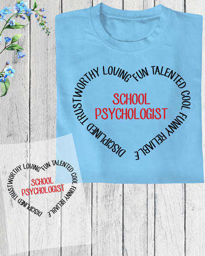 School Psychologist Heart DTF Transfer Ready to Press