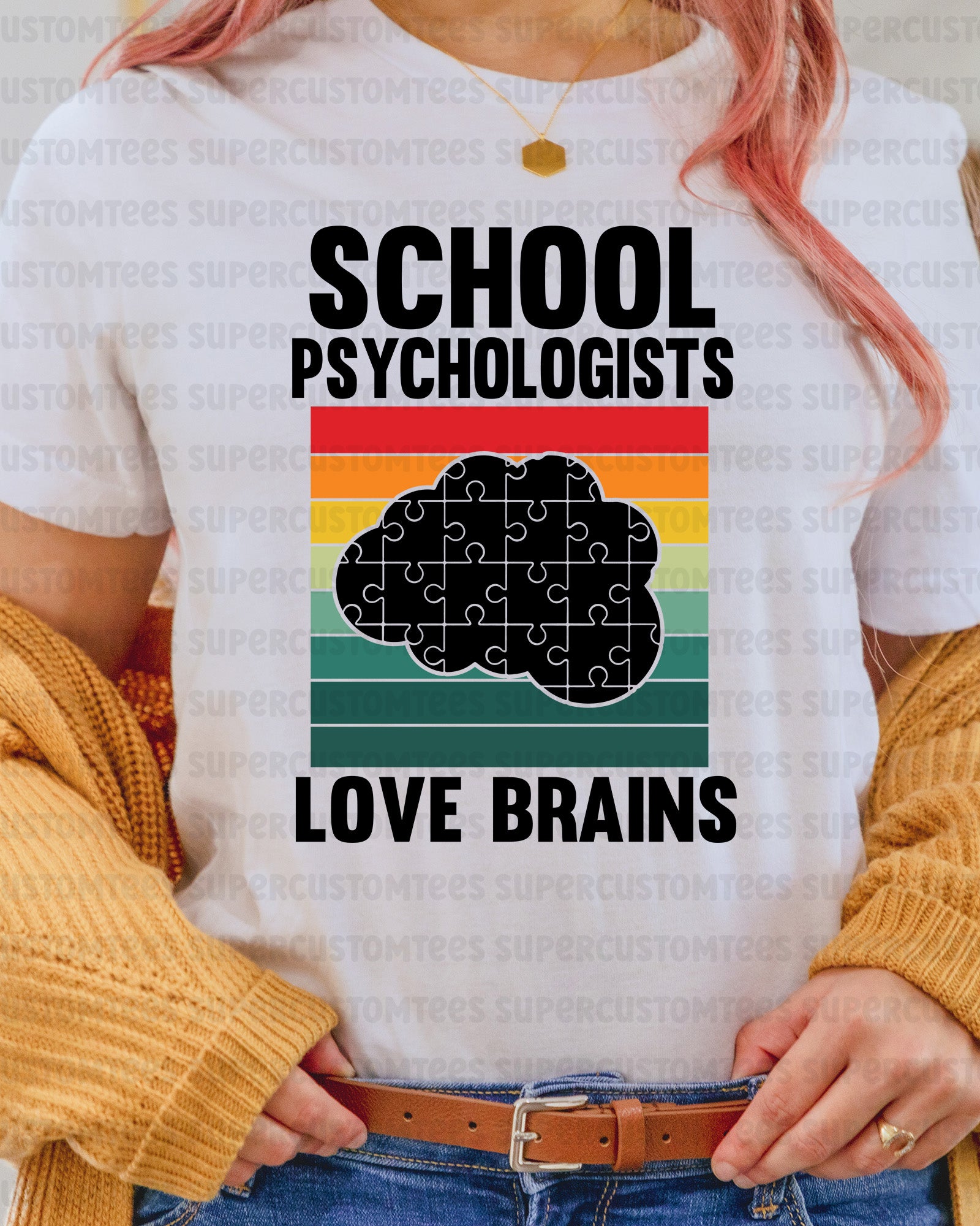 School Psychologist Love Brain DTF Transfer Ready to Press