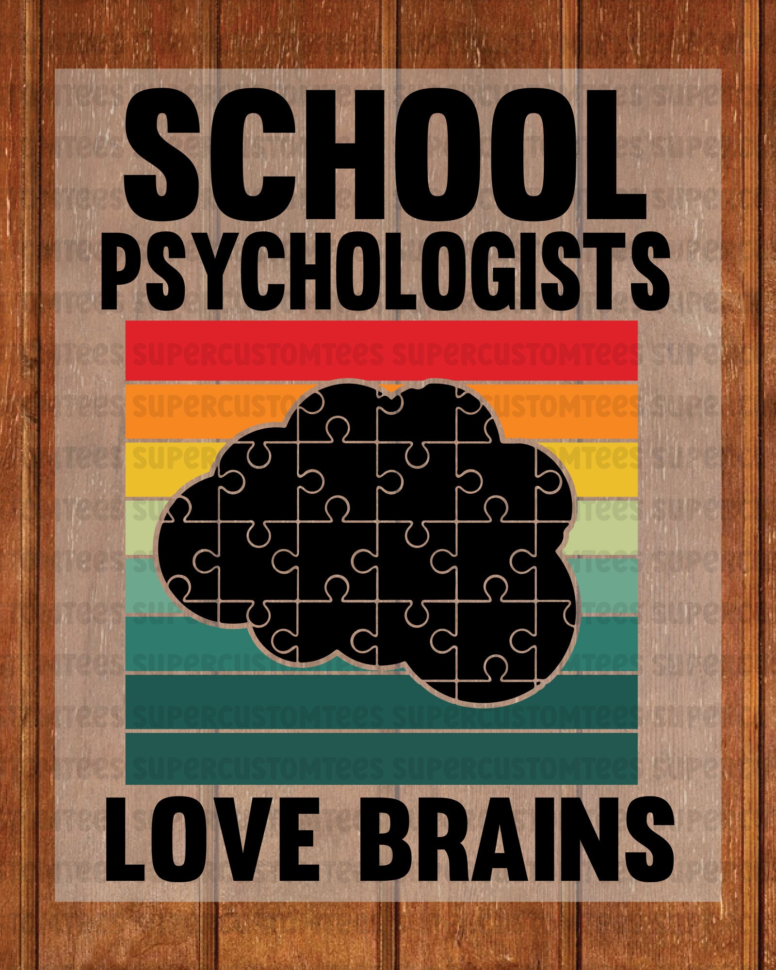 School Psychologist Love Brain DTF Transfer Ready to Press