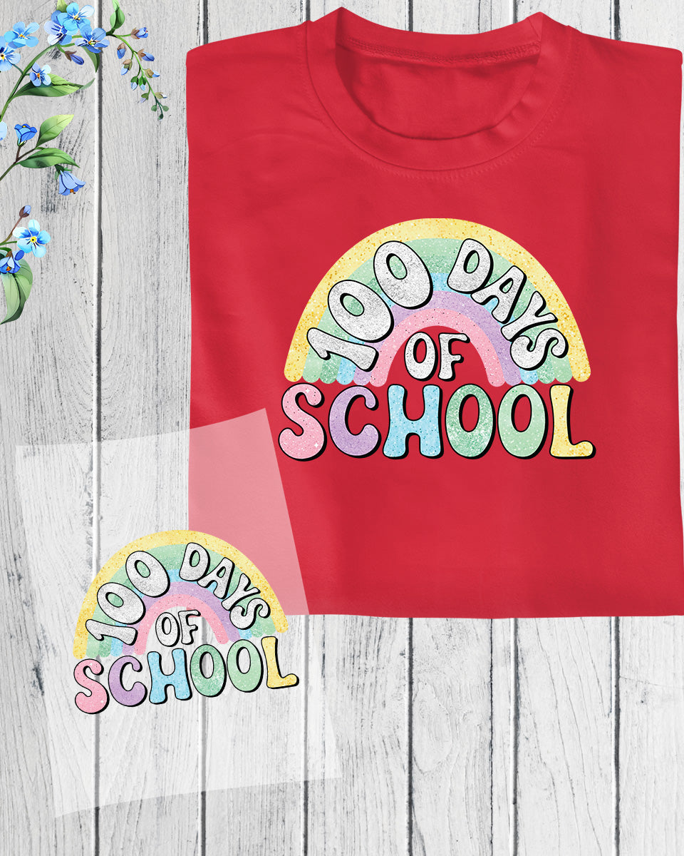 100 Days of School Rainbow DTF Transfer Film