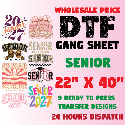 DTF Gang Sheet Senior Class of 2027 Premade Graduation DTF Transfer Ready to Press Class of 2k27 Heat Transfer Trendy Senior Shirt