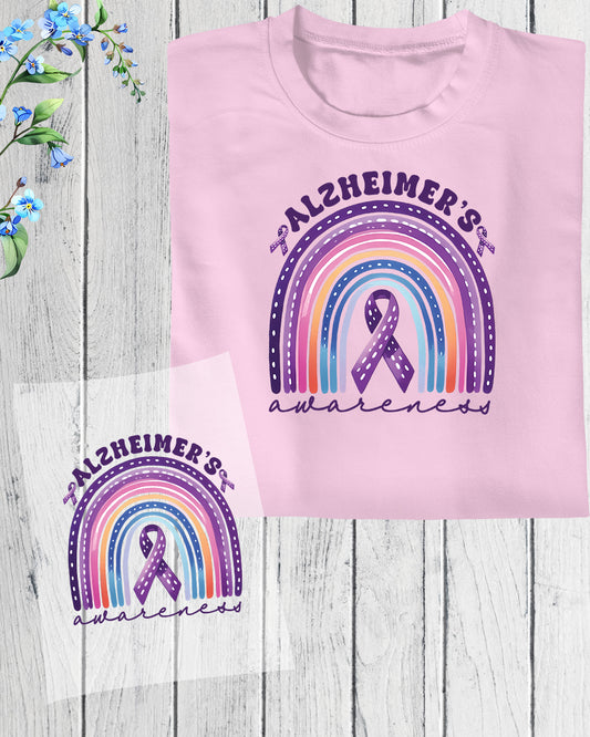 Alzheimer's Awareness Purple Rainbow DTF Transfer Film
