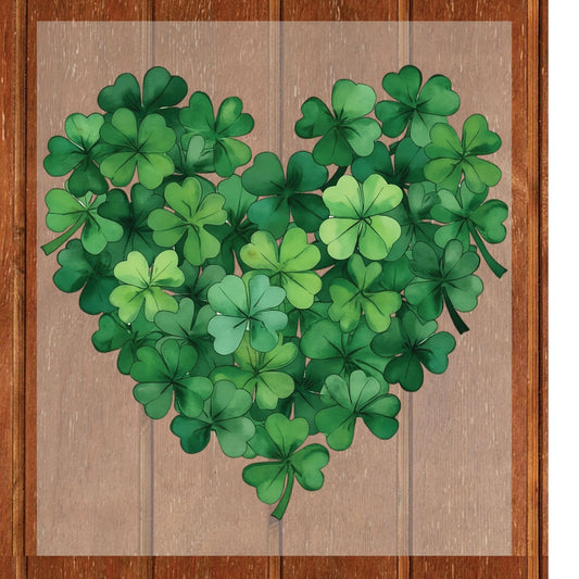 Shamrocks Heart DTF Transfer ready to Press St Patrick’s Day Heat Transfer for Shirts Irish UV Sticker Prints Iron on Transfer