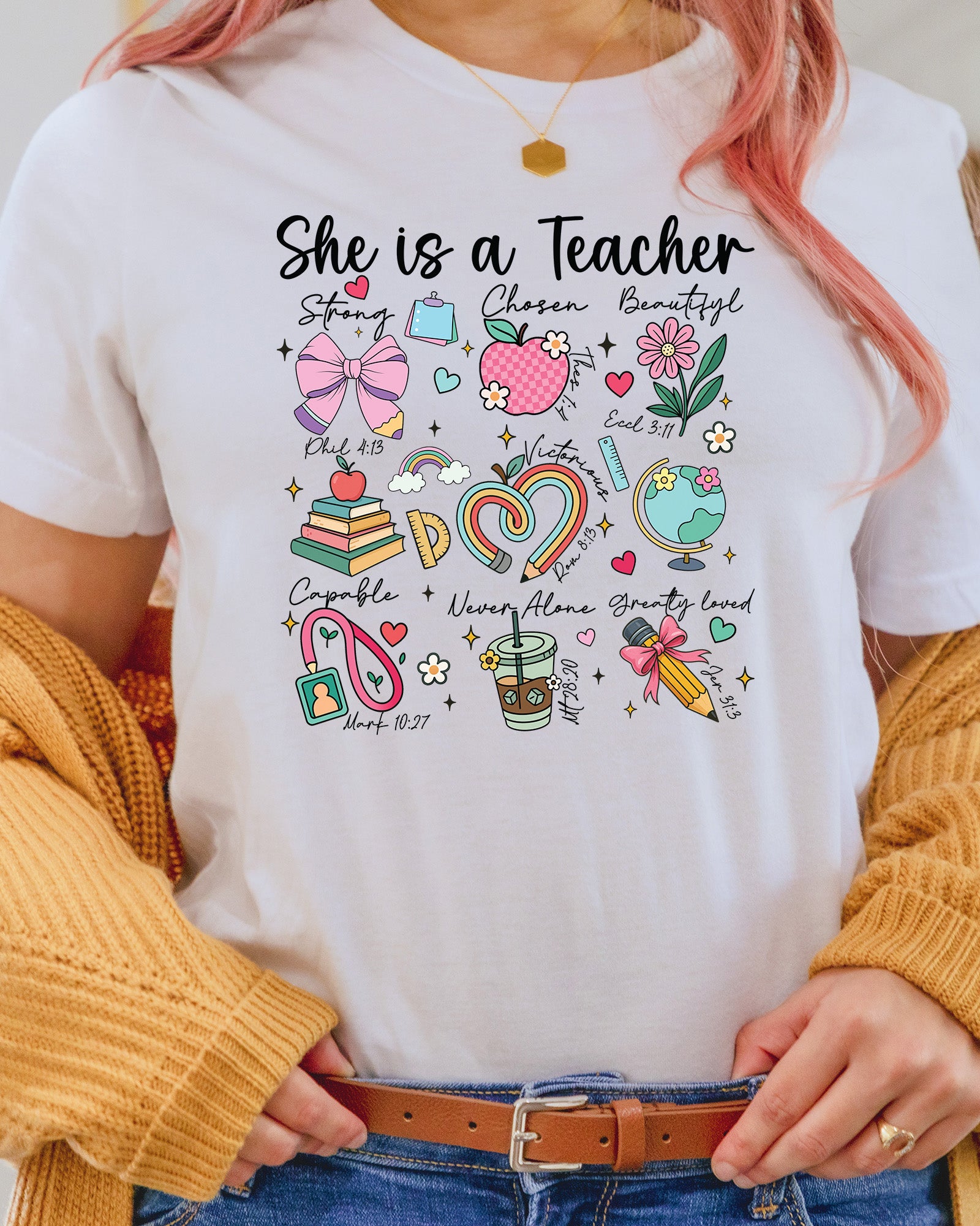She is a Teacher Faith Quote Design DTF Transfer