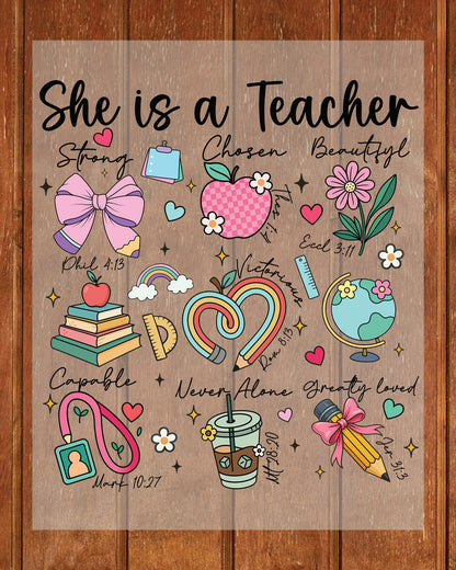 She is a Teacher Faith Quote Design DTF Transfer