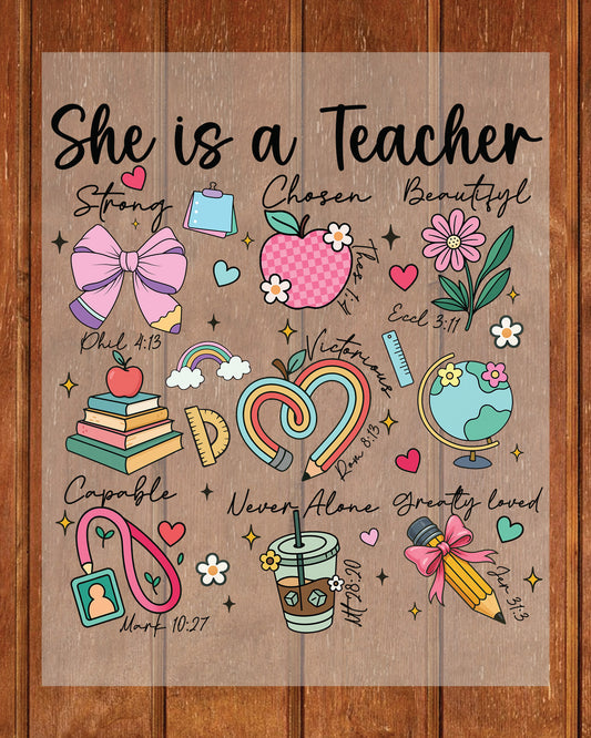 She is a Teacher Faith Quote Design DTF Transfer
