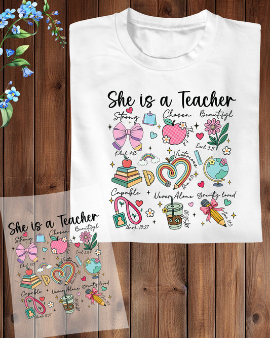 She is a Teacher Faith Quote Design DTF Transfer