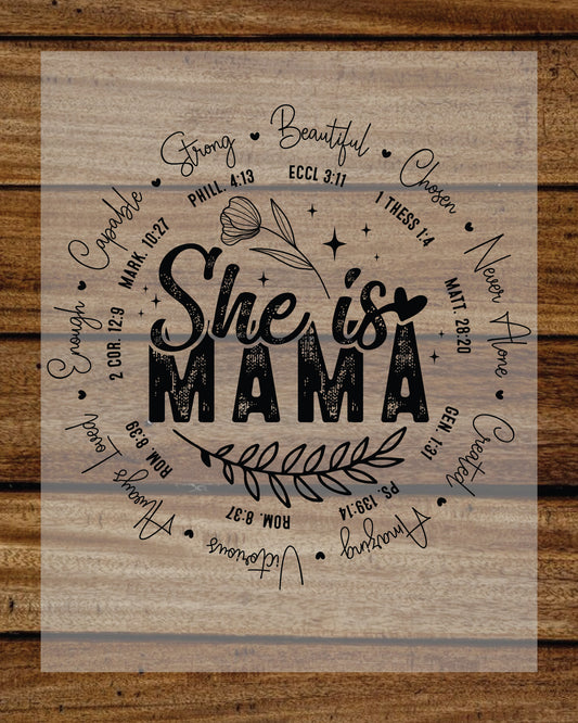 She Is Mama Christian DTF Transfer
