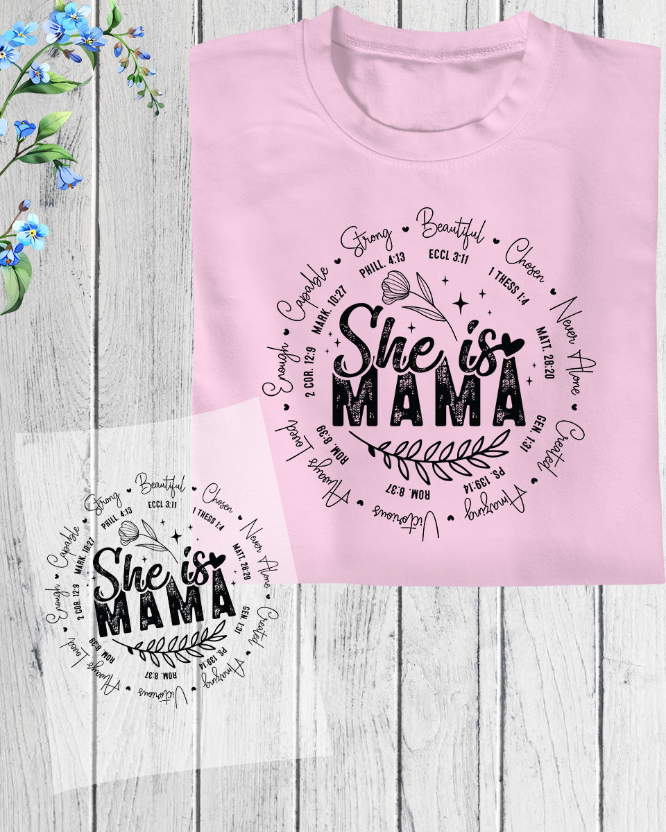 She Is Mama Christian DTF Transfer