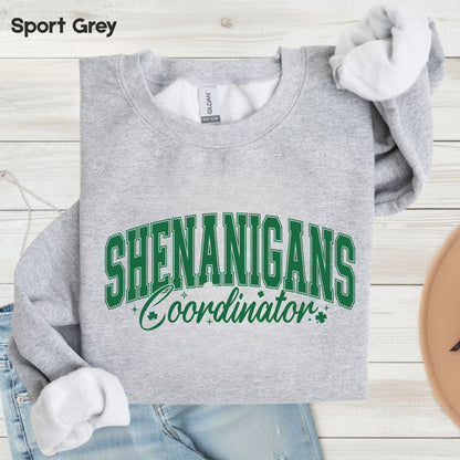 Shenanigans Coordinator St Patrick’s Day Shirts Shamrock Sweatshirt Saint Patrick Party Tees Irish Sweater For Men Women Kids