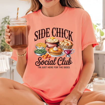 Side Chick Social Club Thanksgiving DTF Transfer Ready to Press, Turkey Dinner Heat Transfer For Shirt, Thanksgiving UV Sticker Prints