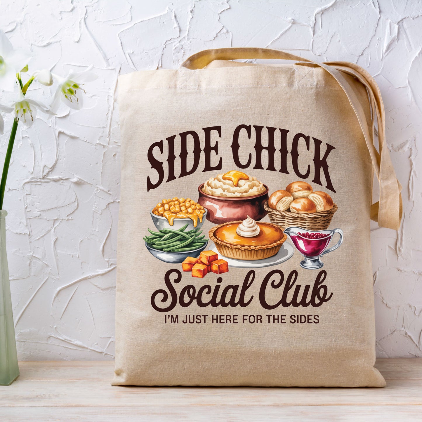 Side Chick Social Club Thanksgiving DTF Transfer Ready to Press, Turkey Dinner Heat Transfer For Shirt, Thanksgiving UV Sticker Prints