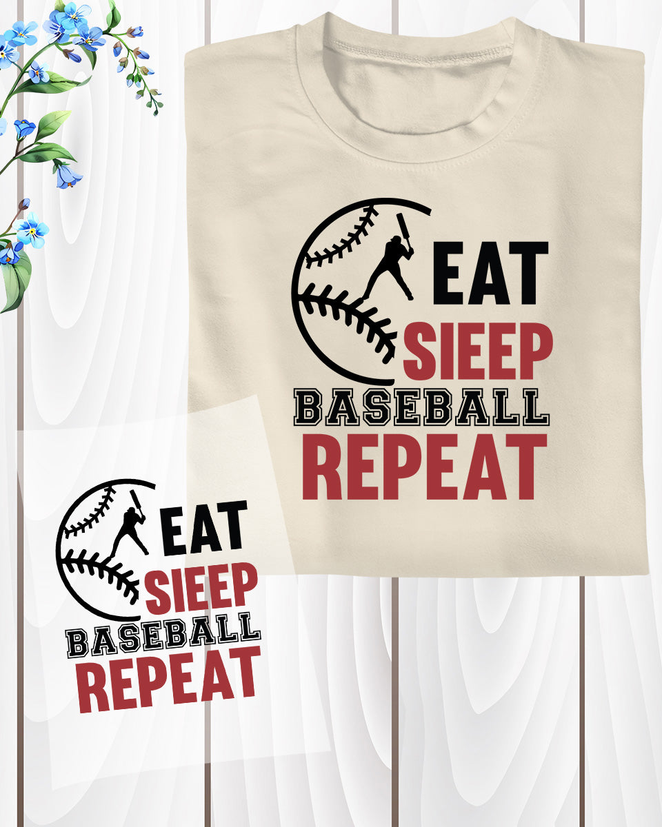 Eat Sleep Baseball Repeat Funny Trendy DTF Transfer Film