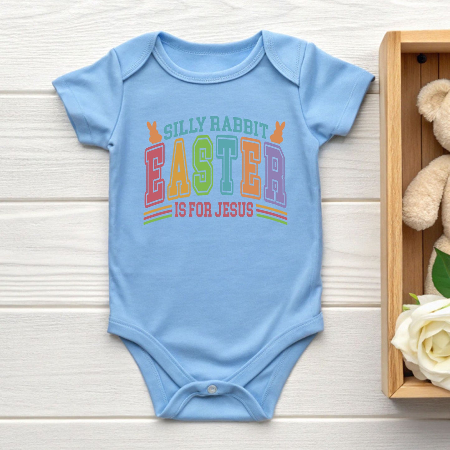 Silly Rabbit Easter Is For Jesus Childrens T Shirt Christian Easter Sweatshirt Jesus Bunny Baby Bodysuit Easter Retro Longsleeve