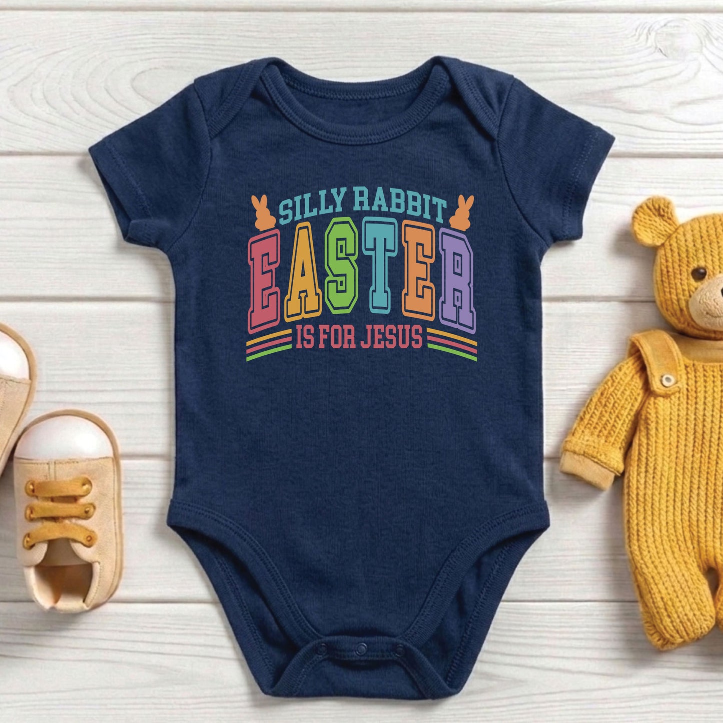 Silly Rabbit Easter Is For Jesus Childrens T Shirt Christian Easter Sweatshirt Jesus Bunny Baby Bodysuit Easter Retro Longsleeve