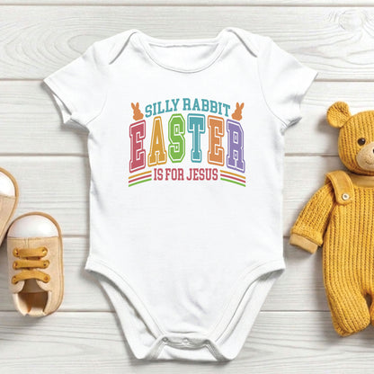 Silly Rabbit Easter Is For Jesus Childrens T Shirt Christian Easter Sweatshirt Jesus Bunny Baby Bodysuit Easter Retro Longsleeve