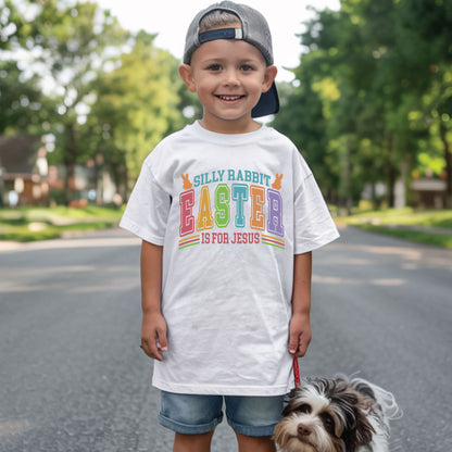 Silly Rabbit Easter Is For Jesus Childrens T Shirt Christian Easter Sweatshirt Jesus Bunny Baby Bodysuit Easter Retro Longsleeve