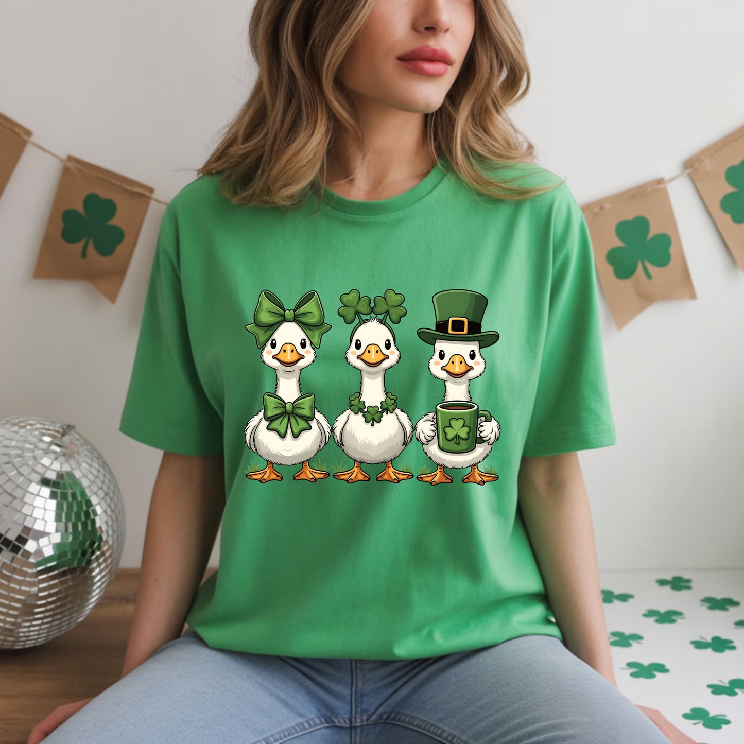 Silly Goose Character Shirt St. Patrick’s Day Shamrock Sweatshirt Saint Patrick Party Tees Irish Green Sweater For Men Women Kids