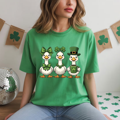 Silly Goose Character Shirt St. Patrick’s Day Shamrock Sweatshirt Saint Patrick Party Tees Irish Green Sweater For Men Women Kids