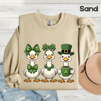 Silly Goose Character Shirt St. Patrick’s Day Shamrock Sweatshirt Saint Patrick Party Tees Irish Green Sweater For Men Women Kids