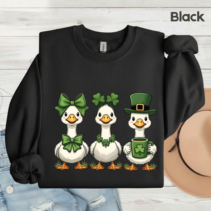 Silly Goose Character Shirt St. Patrick’s Day Shamrock Sweatshirt Saint Patrick Party Tees Irish Green Sweater For Men Women Kids