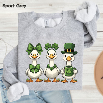 Silly Goose Character Shirt St. Patrick’s Day Shamrock Sweatshirt Saint Patrick Party Tees Irish Green Sweater For Men Women Kids
