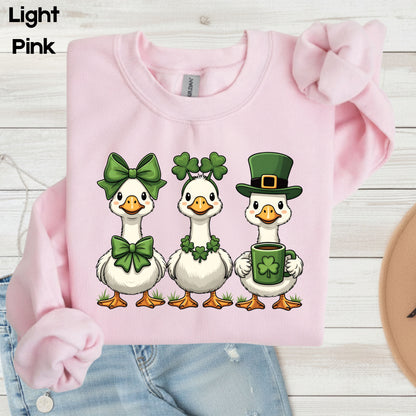Silly Goose Character Shirt St. Patrick’s Day Shamrock Sweatshirt Saint Patrick Party Tees Irish Green Sweater For Men Women Kids