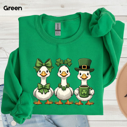 Silly Goose Character Shirt St. Patrick’s Day Shamrock Sweatshirt Saint Patrick Party Tees Irish Green Sweater For Men Women Kids