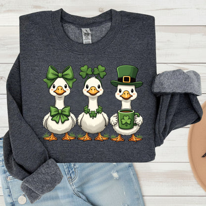 Silly Goose Character Shirt St. Patrick’s Day Shamrock Sweatshirt Saint Patrick Party Tees Irish Green Sweater For Men Women Kids
