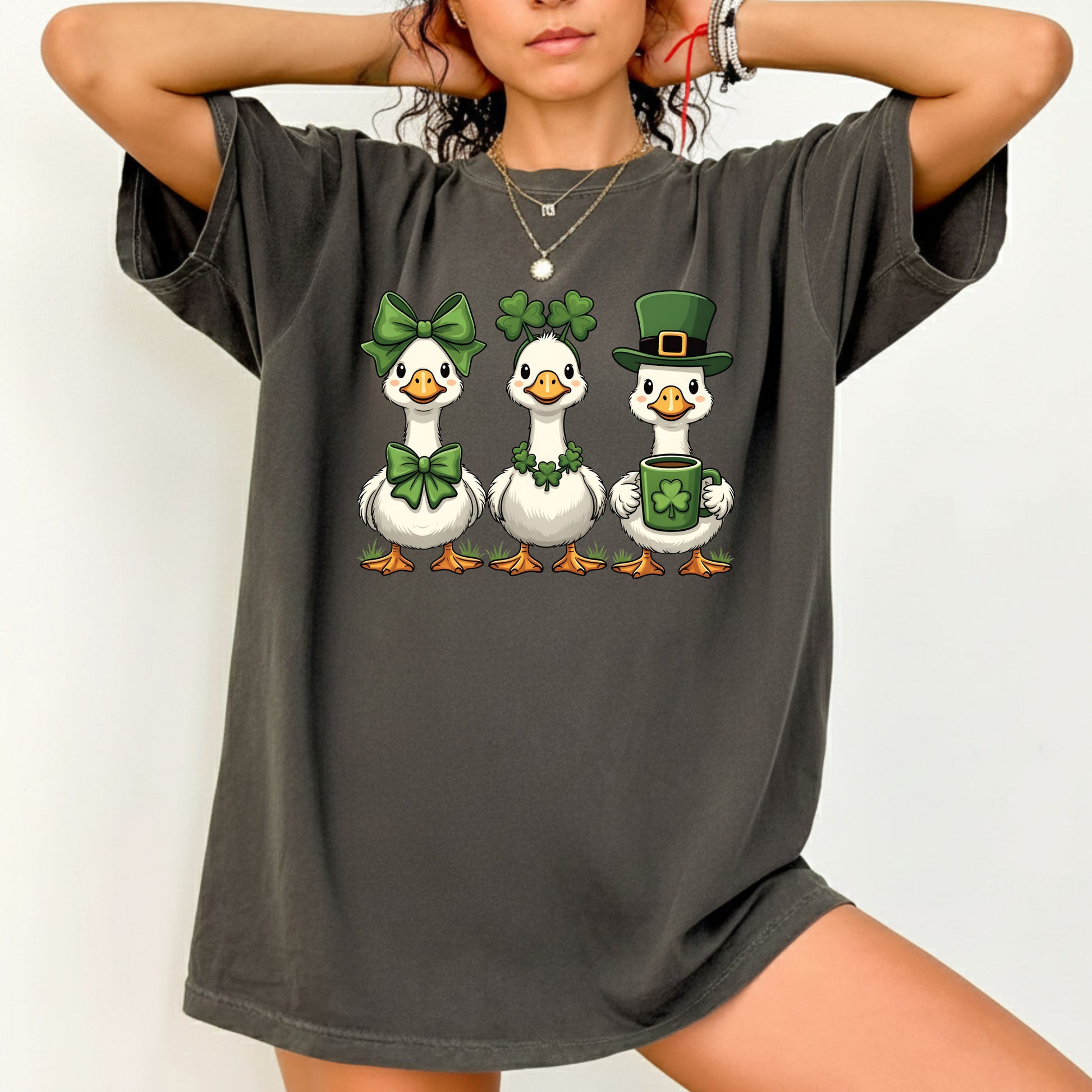 Silly Goose Character Shirt St. Patrick’s Day Shamrock Sweatshirt Saint Patrick Party Tees Irish Green Sweater For Men Women Kids