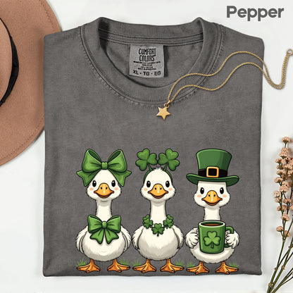 Silly Goose Character Shirt St. Patrick’s Day Shamrock Sweatshirt Saint Patrick Party Tees Irish Green Sweater For Men Women Kids