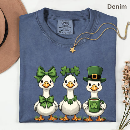 Silly Goose Character Shirt St. Patrick’s Day Shamrock Sweatshirt Saint Patrick Party Tees Irish Green Sweater For Men Women Kids