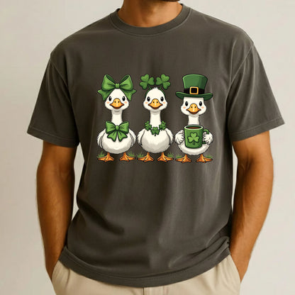Silly Goose Character Shirt St. Patrick’s Day Shamrock Sweatshirt Saint Patrick Party Tees Irish Green Sweater For Men Women Kids