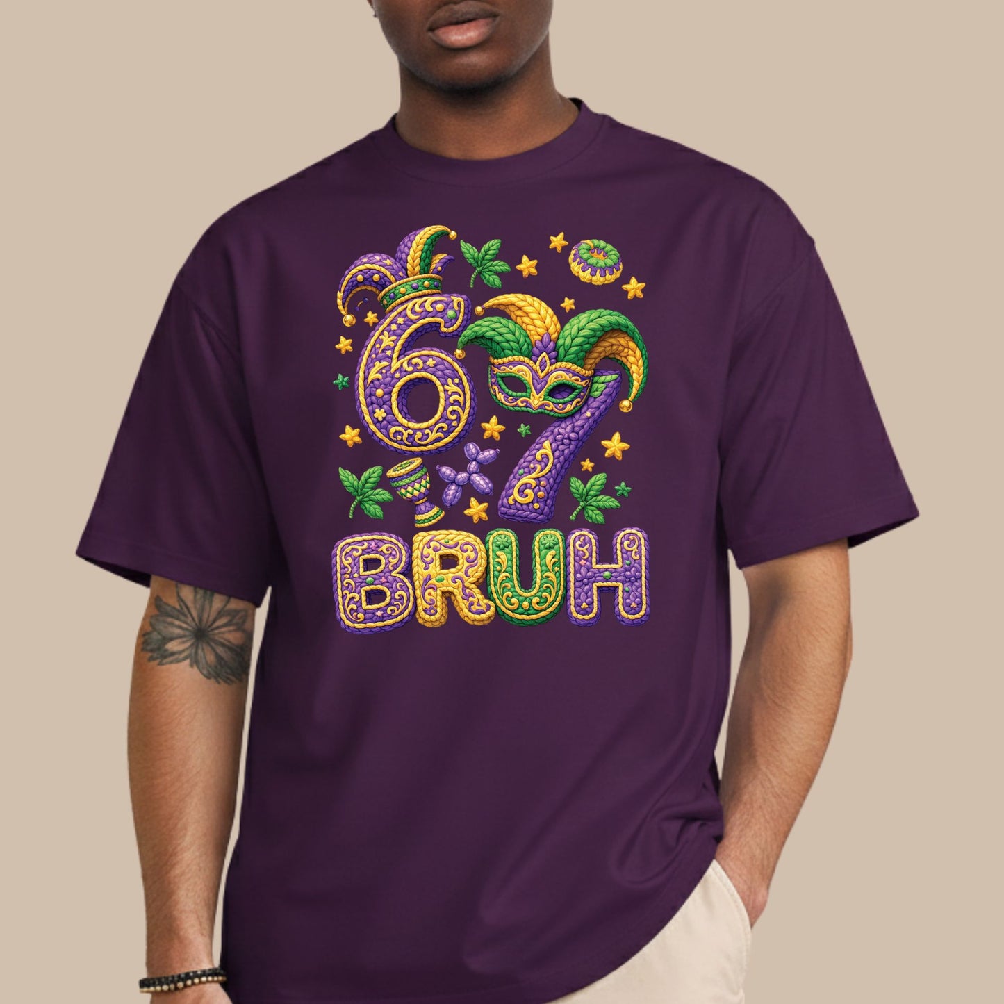 Six Seven Mardi Gras Bruh Sweatshirt Funny New Orleans Parad Carnival Shirt for Family NOLA Festival Tees for Women Men and Kids Gifts