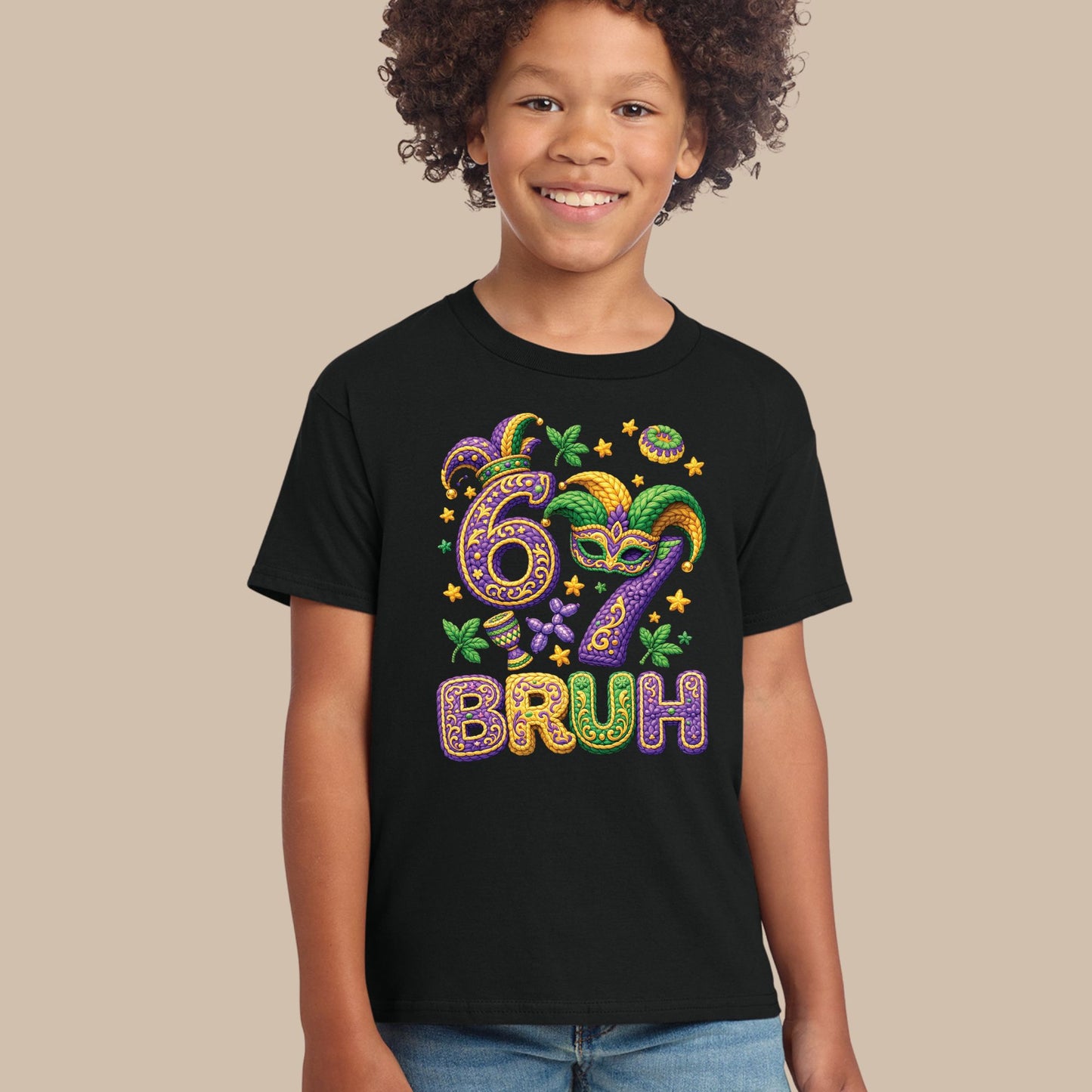 Six Seven Mardi Gras Bruh Sweatshirt Funny New Orleans Parad Carnival Shirt for Family NOLA Festival Tees for Women Men and Kids Gifts