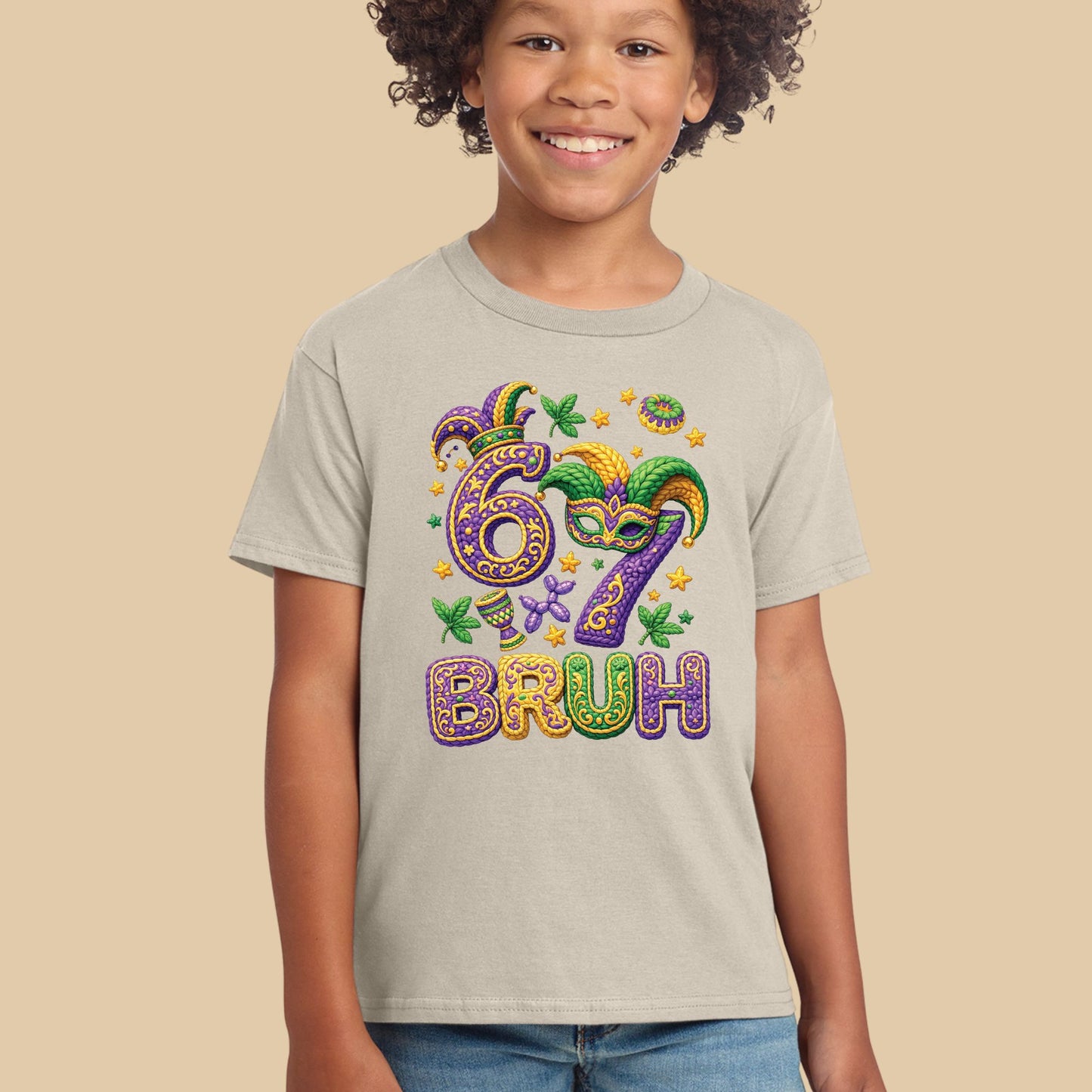 Six Seven Mardi Gras Bruh Sweatshirt Funny New Orleans Parad Carnival Shirt for Family NOLA Festival Tees for Women Men and Kids Gifts